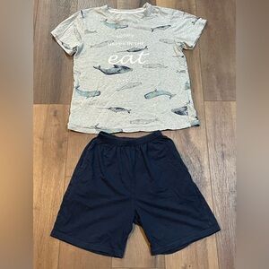 Kids Unisex Pajama Shorts Set (Whale/Shark Theme)